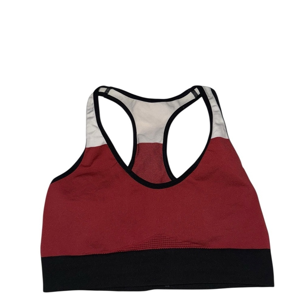 Zella Body Colorblock Seamless Racerback Sports Bra Coral Red White Size Medium
